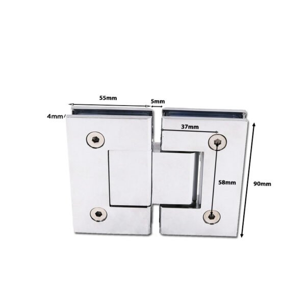 Square Double Axes 180 Degree Glass To Glass Chrome Brass Door Hinge