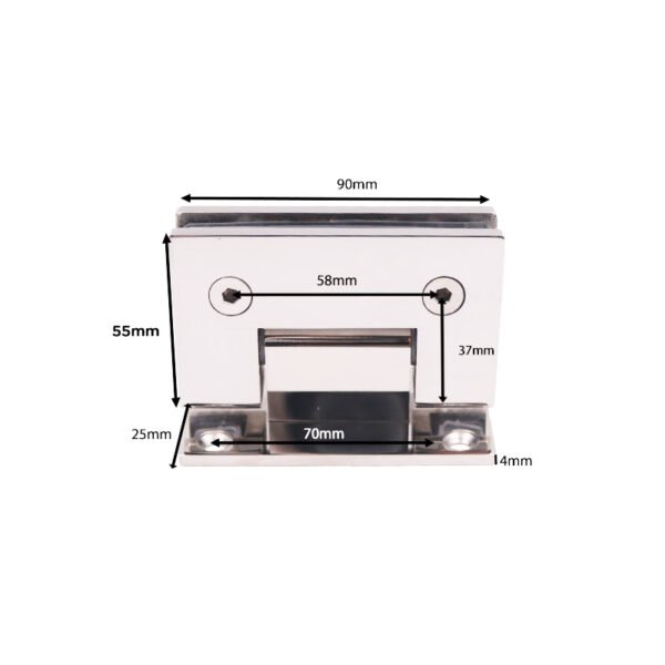 Square Full Back Plate Wall Mount 90 Degree Stainless Steel Shower Hinges