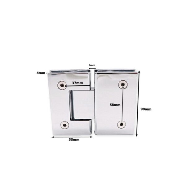 Square Single Axes 180 Degree Glass To Glass Brass Shower Hinge Hardware
