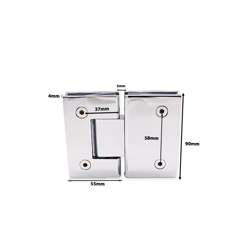 Square Single Axes 180 Degree Glass To Glass Brass Shower Hinge Hardware