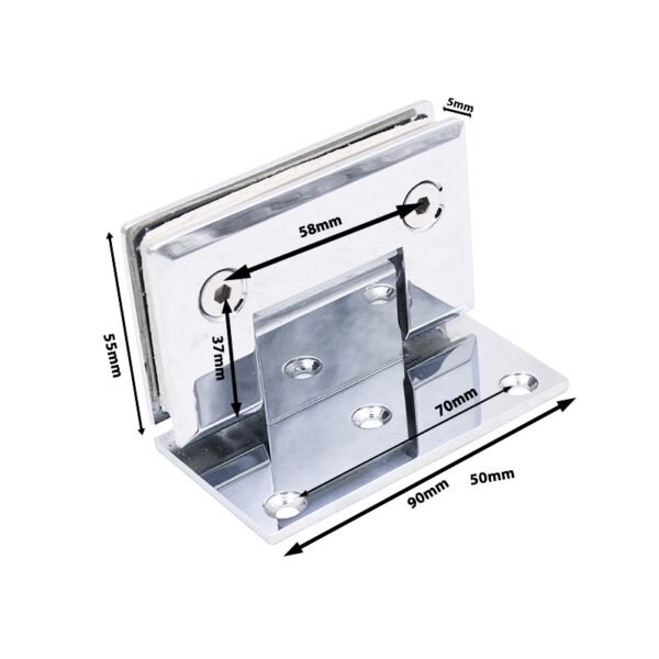Wall Mount 90 Degree Brass Hinge Chrome Plated Glass Door Hinges